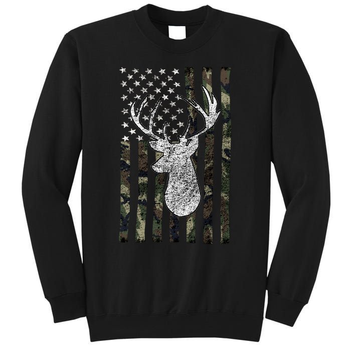 Hunting Season Buck Deer Hunting American Camouflage USA Flag Tall Sweatshirt