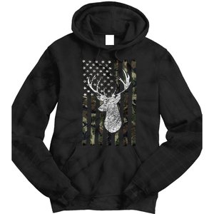 Hunting Season Buck Deer Hunting American Camouflage USA Flag Tie Dye Hoodie