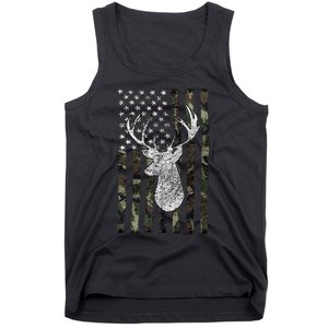 Hunting Season Buck Deer Hunting American Camouflage USA Flag Tank Top