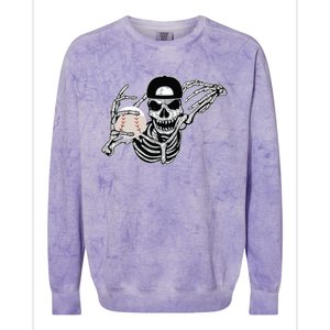 Halloween Skeleton Baseball Player Skull Hands Colorblast Crewneck Sweatshirt