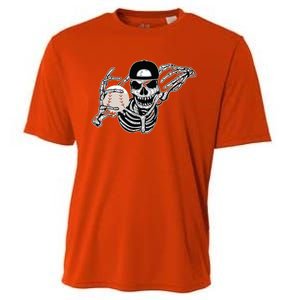 Halloween Skeleton Baseball Player Skull Hands Cooling Performance Crew T-Shirt