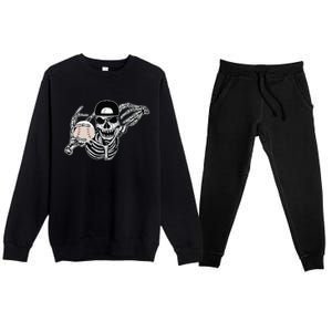 Halloween Skeleton Baseball Player Skull Hands Premium Crewneck Sweatsuit Set