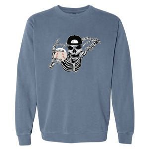 Halloween Skeleton Baseball Player Skull Hands Garment-Dyed Sweatshirt