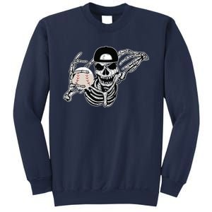 Halloween Skeleton Baseball Player Skull Hands Sweatshirt