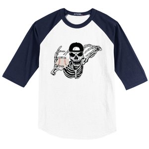 Halloween Skeleton Baseball Player Skull Hands Baseball Sleeve Shirt