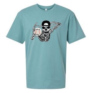 Halloween Skeleton Baseball Player Skull Hands Sueded Cloud Jersey T-Shirt