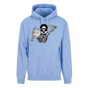 Halloween Skeleton Baseball Player Skull Hands Unisex Surf Hoodie