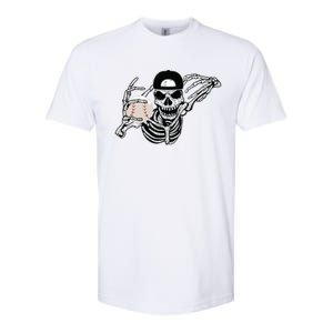 Halloween Skeleton Baseball Player Skull Hands Softstyle CVC T-Shirt