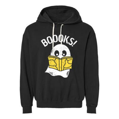 Halloween Saying Boooks Bookworm Ghost Librarian Garment-Dyed Fleece Hoodie