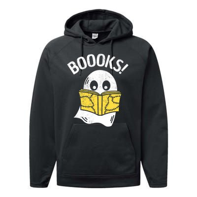 Halloween Saying Boooks Bookworm Ghost Librarian Performance Fleece Hoodie