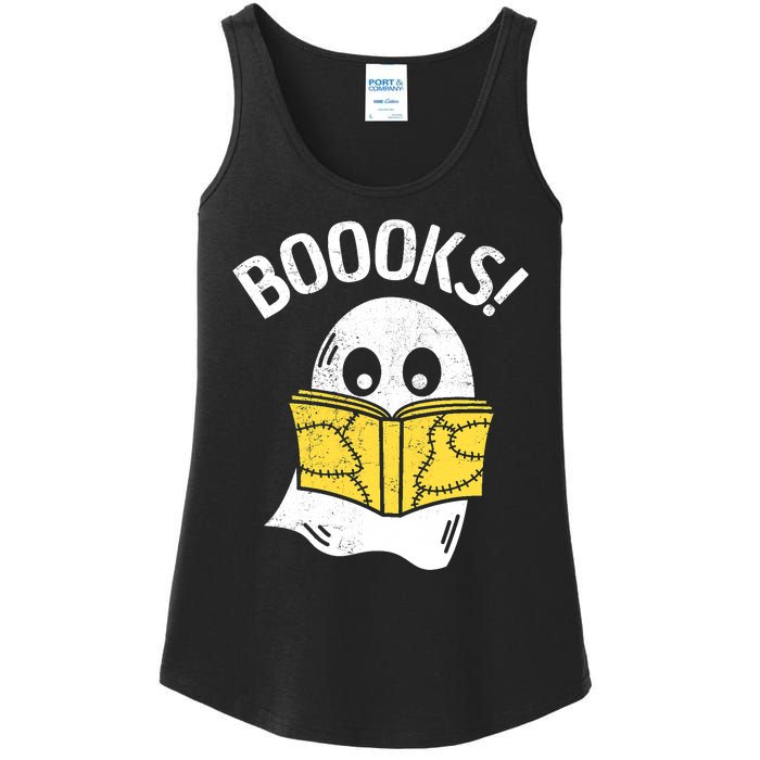 Halloween Saying Boooks Bookworm Ghost Librarian Ladies Essential Tank