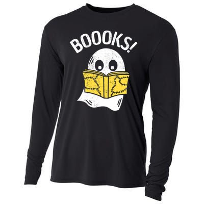 Halloween Saying Boooks Bookworm Ghost Librarian Cooling Performance Long Sleeve Crew