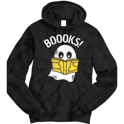 Halloween Saying Boooks Bookworm Ghost Librarian Tie Dye Hoodie