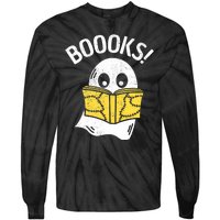 Halloween Saying Boooks Bookworm Ghost Librarian Tie-Dye Long Sleeve Shirt