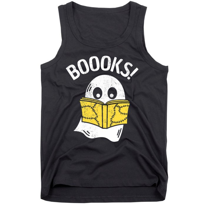 Halloween Saying Boooks Bookworm Ghost Librarian Tank Top