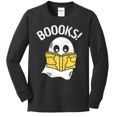 Halloween Saying Boooks Bookworm Ghost Librarian Kids Long Sleeve Shirt