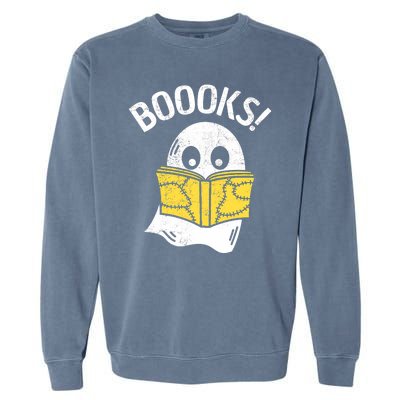 Halloween Saying Boooks Bookworm Ghost Librarian Garment-Dyed Sweatshirt