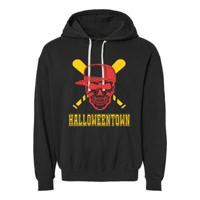 Halloweentown Skeleton Baseball Garment-Dyed Fleece Hoodie