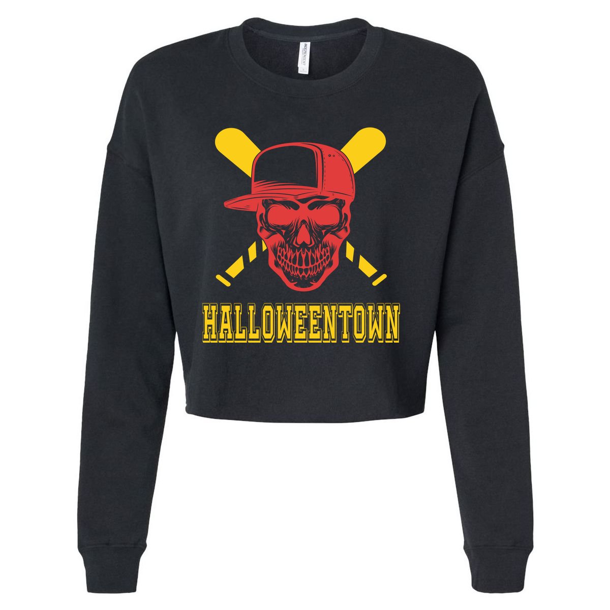 Halloweentown Skeleton Baseball Cropped Pullover Crew
