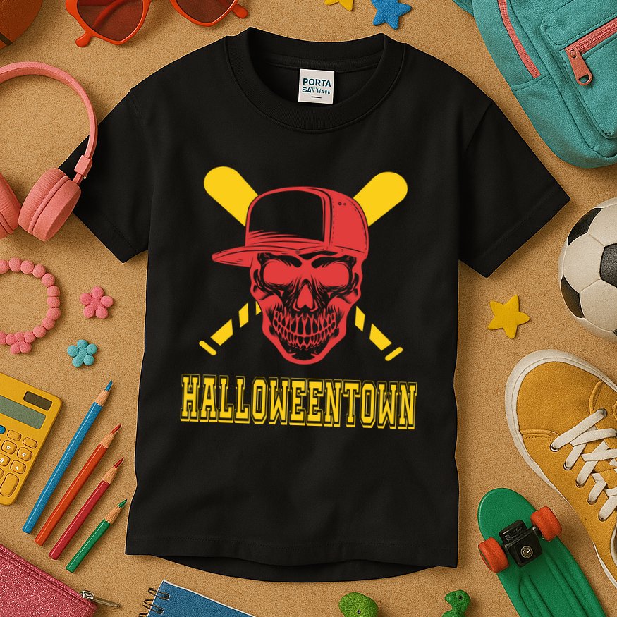 Halloweentown Skeleton Baseball Kids T-Shirt