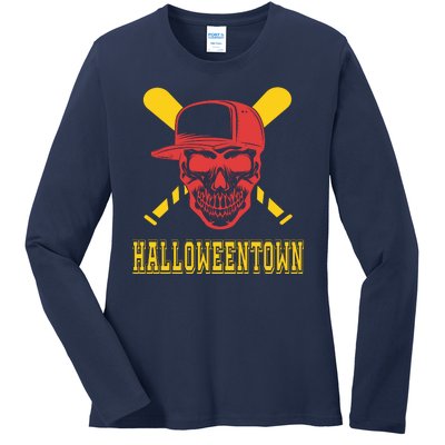 Halloweentown Skeleton Baseball Ladies Long Sleeve Shirt