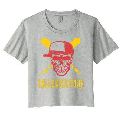 Halloweentown Skeleton Baseball Women's Crop Top Tee