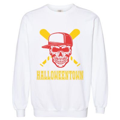 Halloweentown Skeleton Baseball Garment-Dyed Sweatshirt