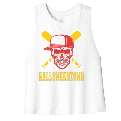 Halloweentown Skeleton Baseball Women's Racerback Cropped Tank