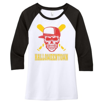 Halloweentown Skeleton Baseball Women's Tri-Blend 3/4-Sleeve Raglan Shirt