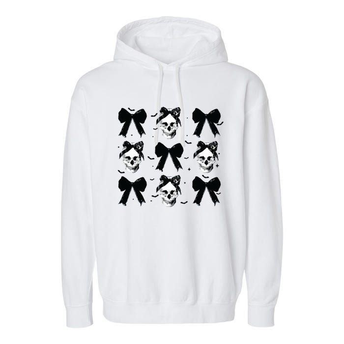 Halloween Skull Black Bow Retro Halloween Garment-Dyed Fleece Hoodie