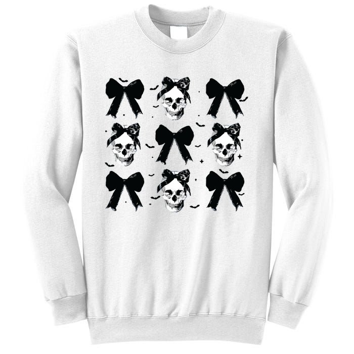 Halloween Skull Black Bow Retro Halloween Sweatshirt