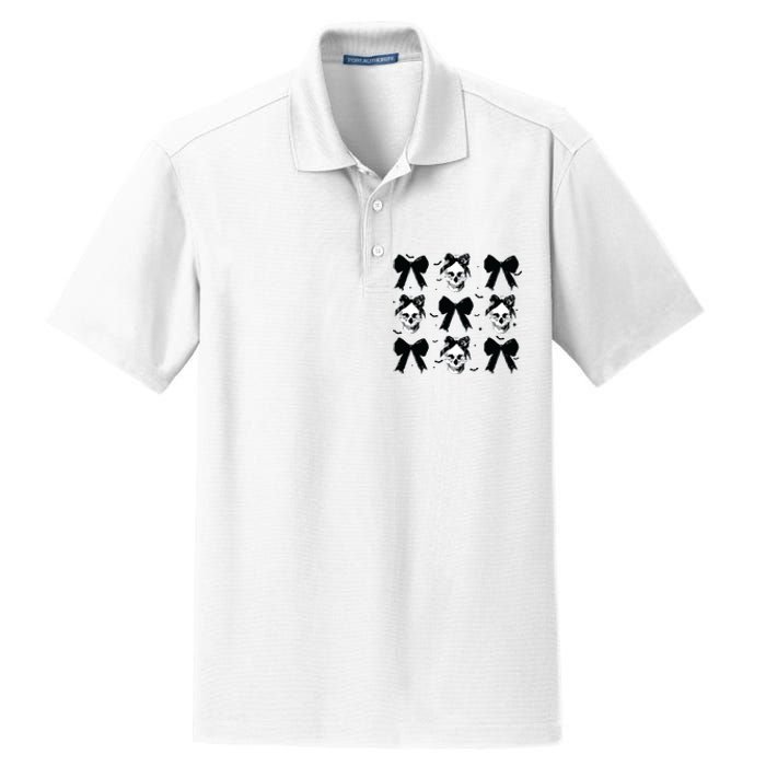 Halloween Skull Black Bow Retro Halloween Dry Zone Grid Polo