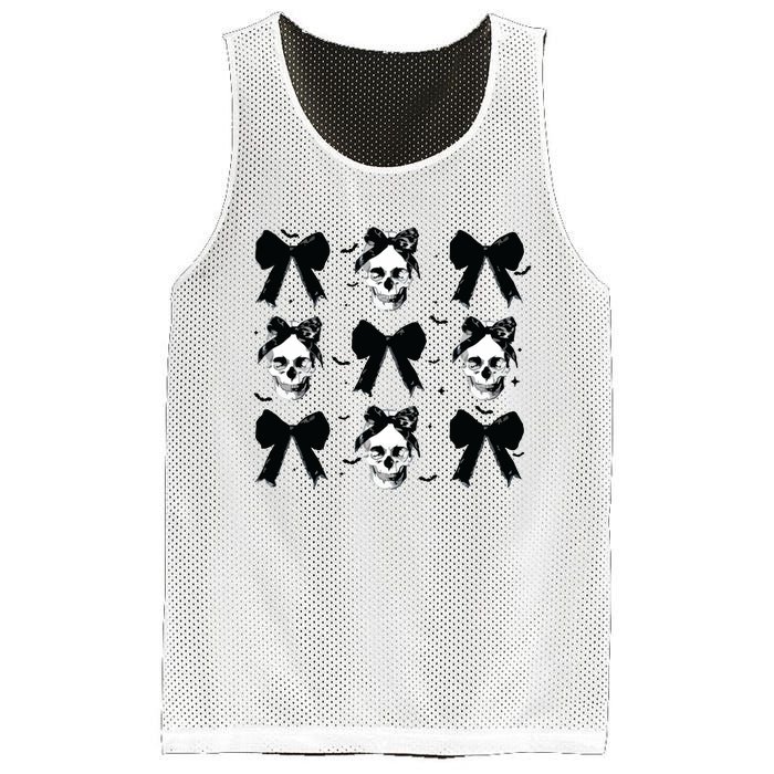 Halloween Skull Black Bow Retro Halloween Mesh Reversible Basketball Jersey Tank