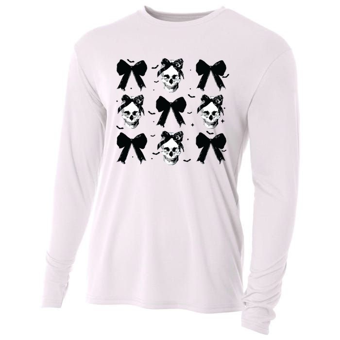 Halloween Skull Black Bow Retro Halloween Cooling Performance Long Sleeve Crew