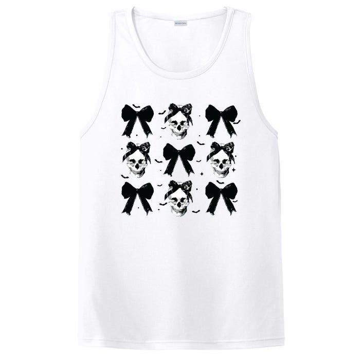 Halloween Skull Black Bow Retro Halloween PosiCharge Competitor Tank