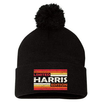 Harris Surname Birthday Family Reunion 80s 90s Sunset Pom Pom 12in Knit Beanie