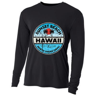 Hawaii Sunset Beach North Shore Oahu Vintage Hawaiian Cooling Performance Long Sleeve Crew