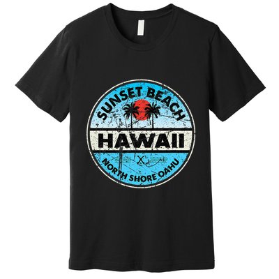 Hawaii Sunset Beach North Shore Oahu Vintage Hawaiian Premium T-Shirt