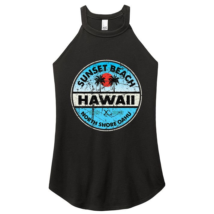 Hawaii Sunset Beach North Shore Oahu Vintage Hawaiian Women's Perfect Tri Rocker Tank