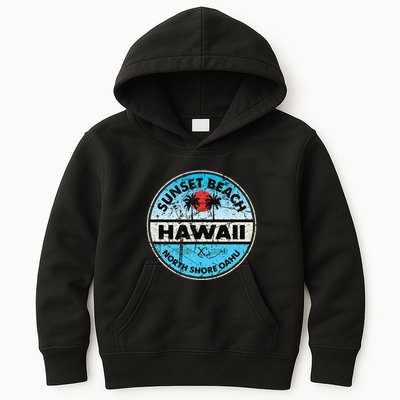 Hawaii Sunset Beach North Shore Oahu Vintage Hawaiian Kids Hoodie