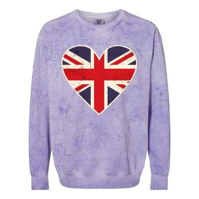 Heart Shaped British Union Jack Flag Cool Gift Colorblast Crewneck Sweatshirt