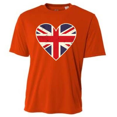 Heart Shaped British Union Jack Flag Cool Gift Cooling Performance Crew T-Shirt