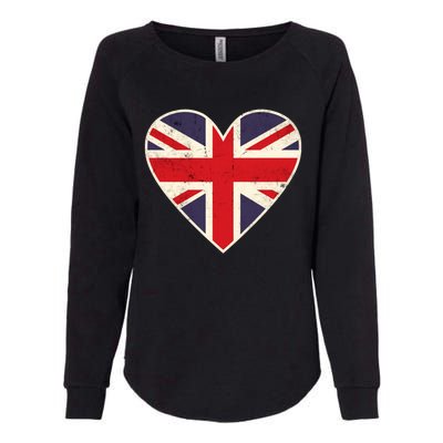 Heart Shaped British Union Jack Flag Cool Gift Womens California Wash Sweatshirt