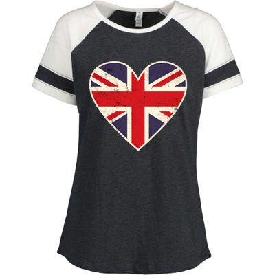 Heart Shaped British Union Jack Flag Cool Gift Enza Ladies Jersey Colorblock Tee