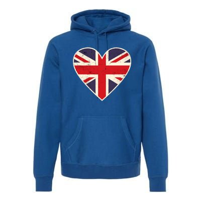 Heart Shaped British Union Jack Flag Cool Gift Premium Hoodie