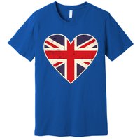 Heart Shaped British Union Jack Flag Cool Gift Premium T-Shirt