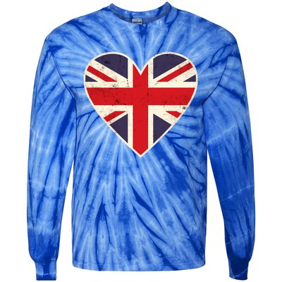 Heart Shaped British Union Jack Flag Cool Gift Tie-Dye Long Sleeve Shirt