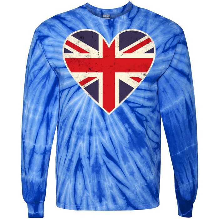 Heart Shaped British Union Jack Flag Cool Gift Tie-Dye Long Sleeve Shirt