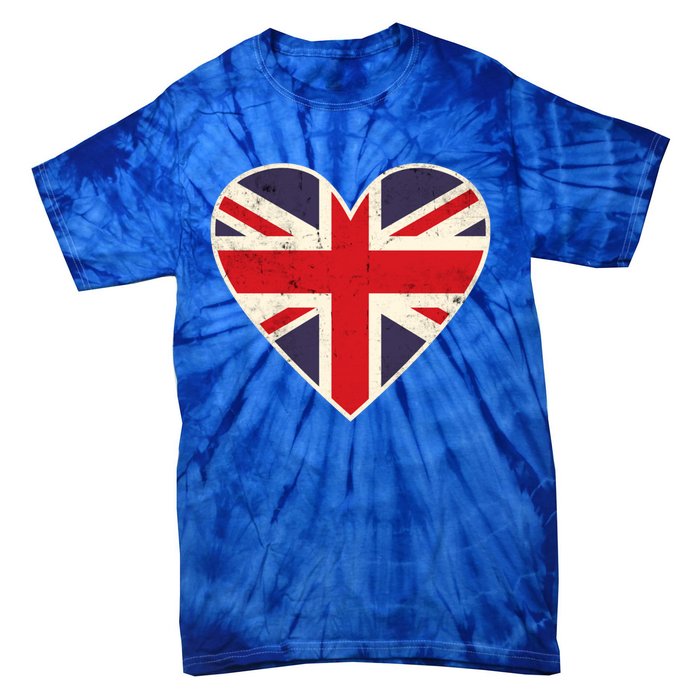 Heart Shaped British Union Jack Flag Cool Gift Tie-Dye T-Shirt