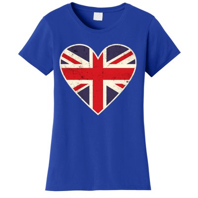 Heart Shaped British Union Jack Flag Cool Gift Women's T-Shirt